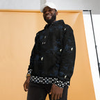Recycled white unisex hoodie with Nightcrawler Coordinate Secret Phase all-over print by Daemon Luxury, hooded and casual.