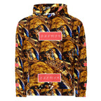 White Daemon Luxury Serpentine Nicaragua hoodie with all-over print, recycled fabric, unisex design, front view.