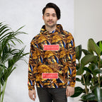 Daemon Luxury Serpentine Nicaragua .1 recycled unisex hoodie with all-over print, featuring a white front design and hood.