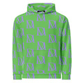 Daemon Luxury Summer Breeze .1 Lilac Lux unisex recycled hoodie with all-over print, white background, front view.
