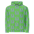 Daemon Luxury Summer Breeze .1 Lilac Lux unisex recycled hoodie with all-over print, white background, front view.