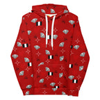 White Daemon Luxury Foreigners Luv La Flame Dim unisex hoodie with all-over print and recycled fabric, front view.