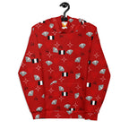 White Daemon Luxury Foreigners Luv (La Flame Dim) unisex hoodie with all-over print and recycled fabric, front view.
