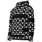 Daemon Frosted Diamonds Love Lock unisex hoodie with all-over recycled print, white color, front view.