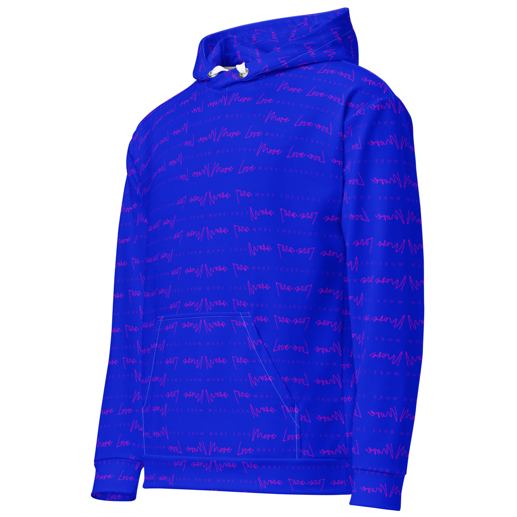Daemon Luxury ELECTRICA Picasso Mirrors unisex white hoodie with all-over print, featuring recycled fabric and a front pocket.