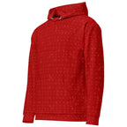 Daemon Luxury Supreme Models Picasso Mirrors unisex hoodie with all-over recycled print, white fabric, front view.