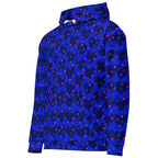 Daemon Luxury ELECTRICA Heartfelt Spree white unisex hoodie with all-over recycled print and front pocket detail.