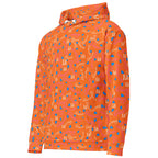 Daemon Luxury Picasso Mirros Rays Crush unisex hoodie with all-over recycled print, white background, left-front view.