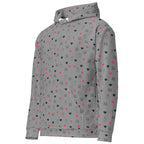 Daemon Luxury Speckled Diamonds Subtle Gloom unisex recycled hoodie with all-over white diamond print, front view.