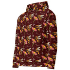 Daemon Luxury Honeybee Shores Gardena Dawn unisex hoodie with all-over print on recycled white fabric, front view.