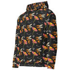 Daemon Luxury Honeybee Shores Gardena Nero unisex hoodie with all-over-print recycled fabric, white color, left-front view