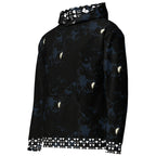 Recycled white unisex hoodie with Nightcrawler Coordinate Secret Phase print and hood, by Daemon Luxury.