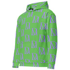 Unisex lilac and white recycled hoodie from Daemon Luxury's Summer Breeze .1 collection with all-over print design.