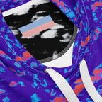 Daemon Serpentine Columbiana Therma unisex hoodie with all-over white recycled print and hood, casual and comfortable.