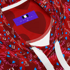 Recycled white Daemon Luxury Picasso Mirrors Trail Bloods unisex hoodie with all-over print and hood detail.