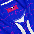 Recycled white unisex hoodie with all-over-print design by Daemon Luxury from ELECTRICA (PICASSO MIRRORS) collection.
