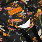 Unisex white hoodie with all-over honeybee shores print by Daemon Luxury, featuring a cozy hood and recycled fabric design.