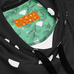 Daemon Luxury Florette Rebirth honeybee less unisex hoodie with all-over white recycled print and cozy hood design.
