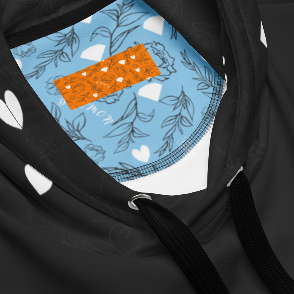 Rebirth Honeybee Mirrors all-over-print recycled unisex white hoodie by Daemon Luxury with a detailed honeybee and floral pattern.
