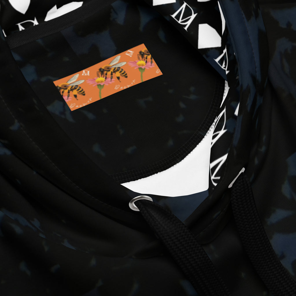 White Daemon Luxury Nightcrawler Coordinate unisex hoodie with all-over printed design and hood, made from recycled materials.