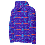 Recycled unisex Daemon Serpentine Columbiana Therma hoodie with all-over white print, featuring a hood and back design.