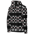 Unisex white hoodie with all-over frosted diamond love lock print by Daemon, featuring a front and back view.