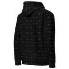 Recycled white unisex hoodie by Daemon with all-over-print Frosted Diamonds (Platinum Dim) design on the back.