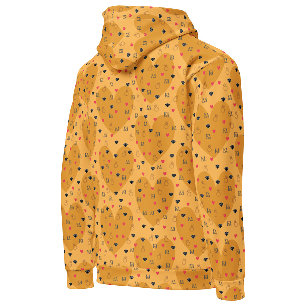 White Daemon Luxury Foreigners Romance hoodie with all-over print, unisex design, featuring a hood and casual fit.
