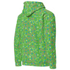 Daemon Luxury Picasso Mirros Gardena Kalifornia unisex hoodie with all-over recycled print, white fabric, view of the right back side