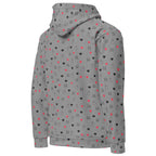 Daemon Luxury speckled diamonds all-over print recycled unisex hoodie in white, featuring subtle gloom design on the back.