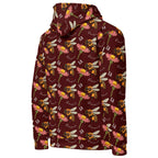 White unisex hoodie with all-over honeybee Shores Gardena Dawn print, featuring a hood and casual fit by Daemon Luxury.