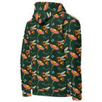 Daemon Luxury Honeybee Shores Felpa Cappuccio hoodie with all-over white print, unisex recycled fabric, right-back view