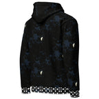 Daemon Luxury Nightcrawler Coordinate unisex hoodie with all-over print on white recycled fabric, shown from the right back view.