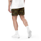 Daemon Luxury Sun Glow California Pantholocini all-over print recycled unisex mesh shorts, white with back view.