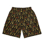 Daemon Luxury Sun Glow California Pantolocini all-over recycled mesh shorts in white, showcasing a vibrant, colorful print on the back.