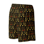 Daemon Luxury Sun Glow California Pantolocini recycled unisex mesh shorts with all-over white print, viewed from the right back.