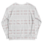 Daemon Frosted Diamonds Blissful Replay unisex recycled white sweatshirt with all-over diamond print, casual and eco-friendly design.