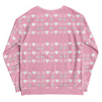 Daemon Frosted Diamonds cotton candy cinzel unisex sweatshirt with all-over recycled print on white background.