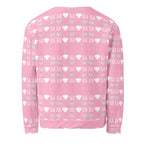 Unisex white cotton candy cinzel sweatshirt with all-over recycled diamond print by Daemon, showcasing colorful diamond pattern.