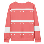 White Daemon SACHI BANS all-over-print recycled unisex sweatshirt with bold graphic design on the back.