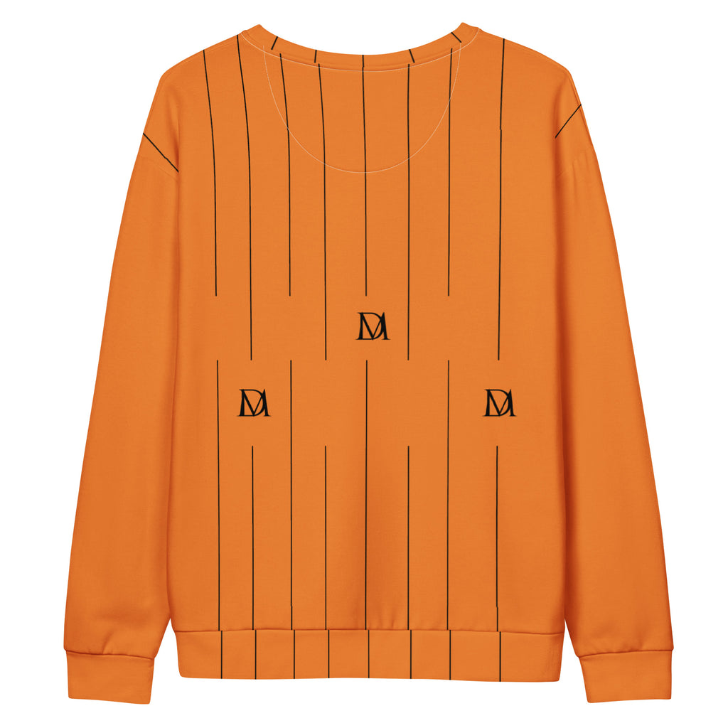 White Daemon TIGRE DE LA NOCHE all-over-print recycled unisex sweatshirt, showcasing bold tiger graphic on the back.