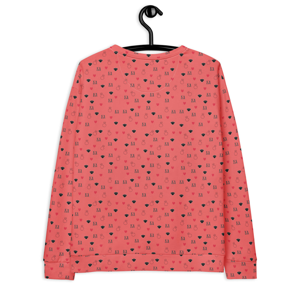 Daemon Speckled Diamonds Blanco Nero unisex recycled sweatshirt with all-over black and white diamond pattern.