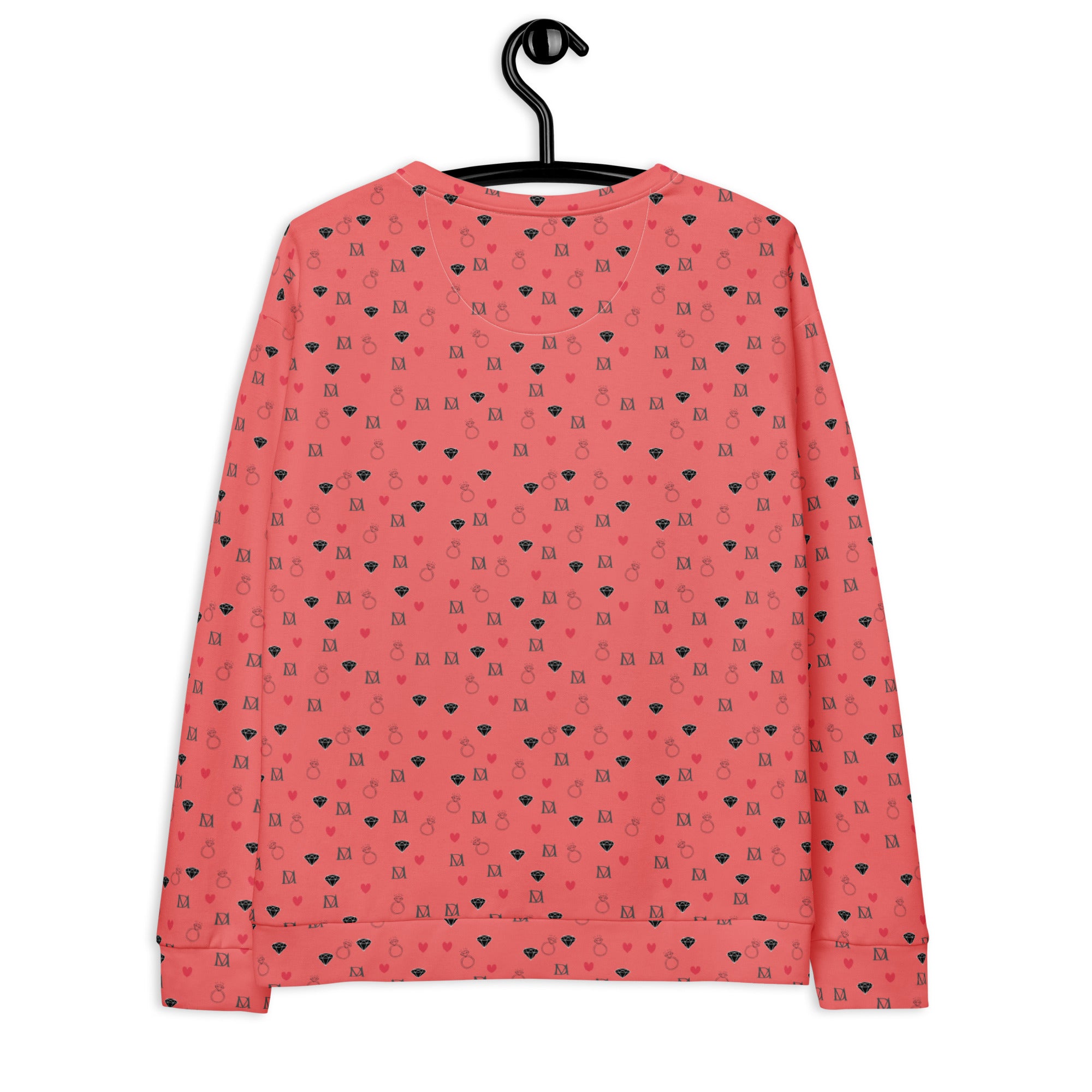 Daemon Speckled Diamonds Blanco Nero unisex recycled sweatshirt with all-over black and white diamond pattern.