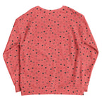 Unisex white recycled sweatshirt with speckled diamond pattern from Daemon's Blanco Nero collection, showing back view.