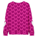 Recycled unisex white hoodie with all-over magnetic spade (Magenta Frost) print from Daemon Luxury.