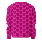 Unisex white recycled fleece hoodie with magenta frost magnetic spade all-over print by Daemon Luxury.