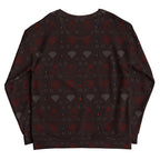 Daemon Luxury Supreme Models reticulated white recycled unisex sweatshirt with all-over print, shown from the back.