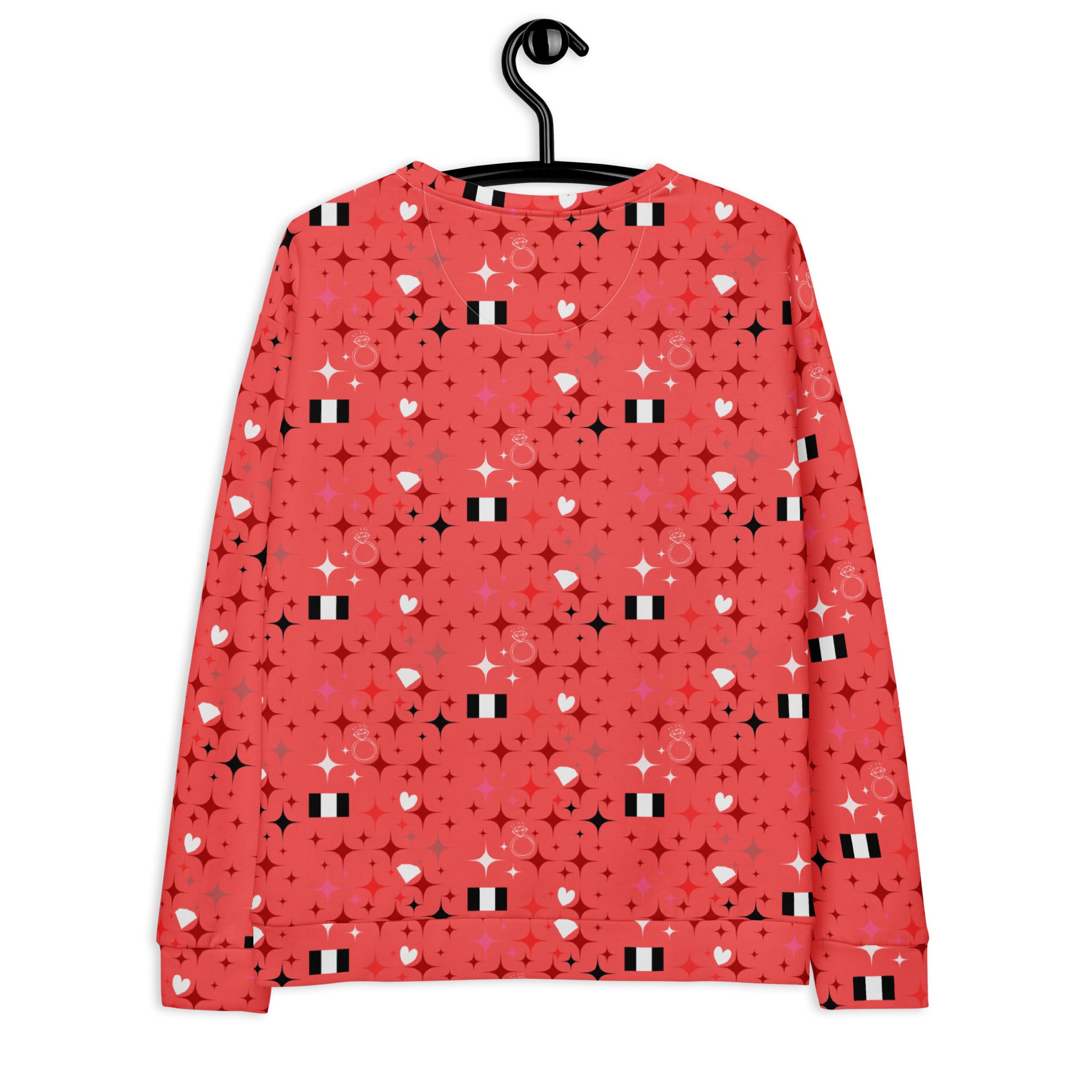 Recycled white unisex Felpa sweatshirt featuring all-over Stardust (Tarmin’s Heart) print by Daemon Luxury.
