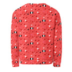 Unisex white recycled cotton sweatshirt featuring all-over Stardust (Tarmin’s Heart) print from Daemon Luxury.