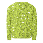 White Daemon Luxury Florette Rebirth Mantis unisex sweatshirt with all-over recycled print, shown from the back.